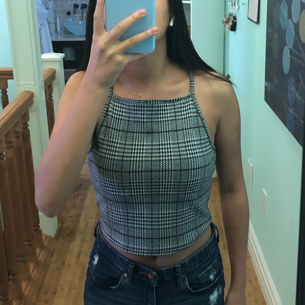 plaid halter top - H&M